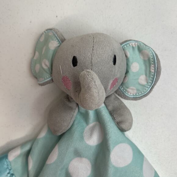 Circo Elephant Baby Lovey Satin Trim Security Blanket Aqua Blue Polka Dot Target - Picture 3 of 11